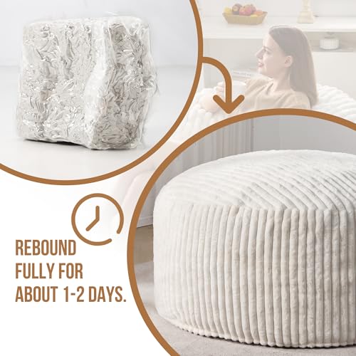 Hobestluk 5ft Bean Bag Chairs for Adults Large Beanbag Chair with Stripe Plush Cover Big Bean Bag Chair for Living Room Bedroom Dorm Office -Black
