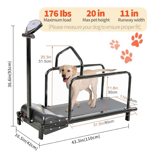 Dog Treadmill Indoor Pet Exercise Machine for Small, Medium & Large Dogs up to 176 lbs - Home Fitness with LCD Display & Adjustable Speed