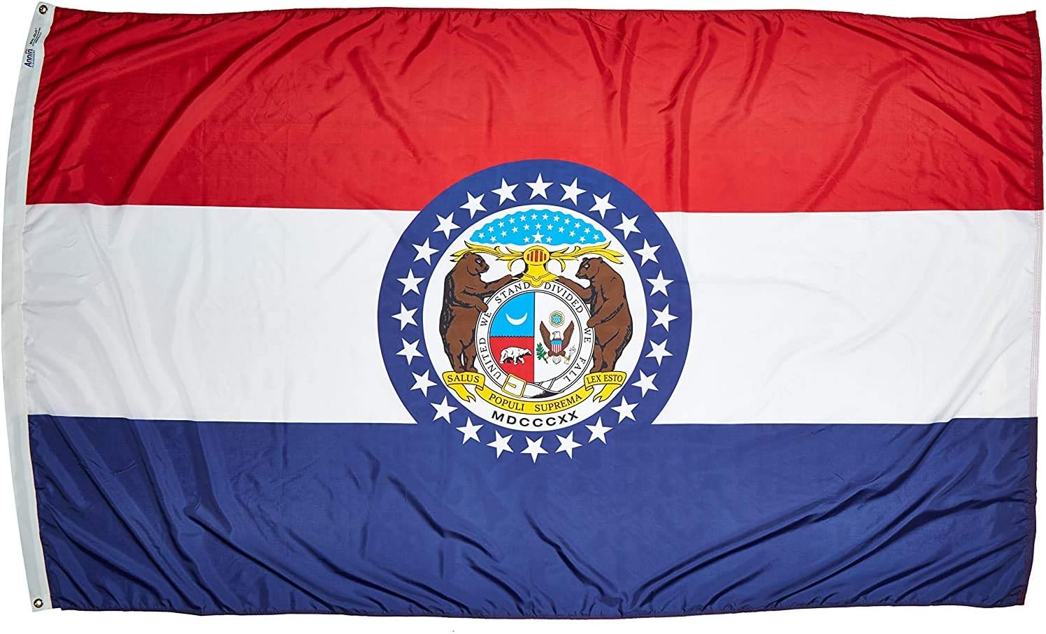 Annin Flagmakers Model 142950 Missouri Flag Nylon SolarGuard NYL-Glo, 2x3 ft, 100% Made in USA to Official State Design Specifications