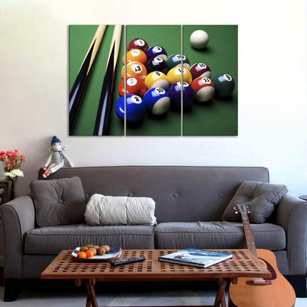 Innopics Billiard Art Wall Decor 3 Piece Large Billiards Ball Canvas Wall Art Snooker Pool Table Close up Picture Print Painting Modern Giclee Print