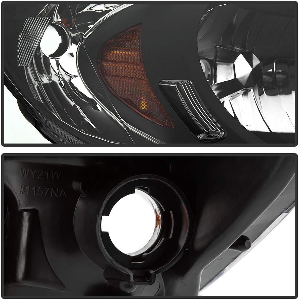 ACANII - For 2004-2005 Honda Civic 2/4 Door Headlights JDM Black Headlamps Set Replacement Driver & Passenger Side