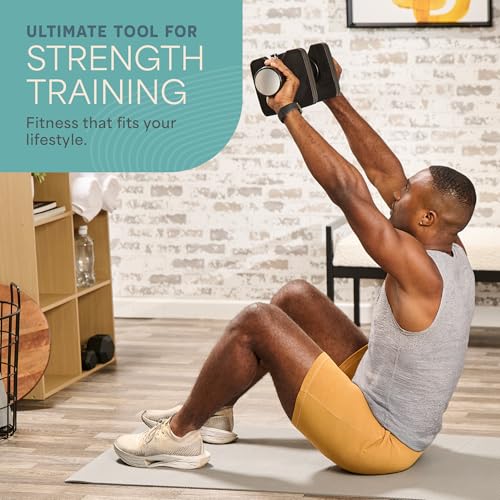 Lifepro Adjustable Dumbbells Set - 5in1-15lb 25lb 43lb 55lb weights Set & Single with Rack - Quick Adjust, Secure Grip