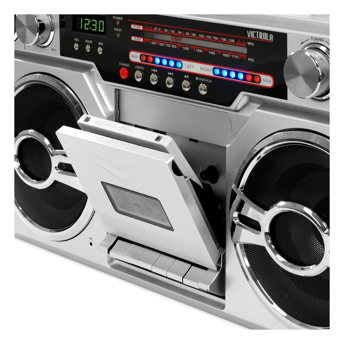 Victrola Bluetooth Boombox with Cassette Player u0026 AM/FM Radio