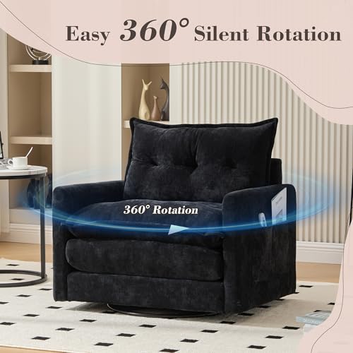 360 Swivel Accent Barrel Chair with Storage Ottoman & Headrest