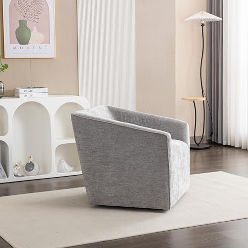 360 Swivel Accent Barrel Chair with Storage Ottoman & Headrest