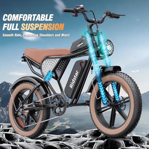 Electric Bike for Adults Q20, 2000/1500W, 37/30MPH,52V 40AH,48V/20AH E-Bike,30-180 Miles Electric Motorcycle, 20" Fat Tire Dirt Bike