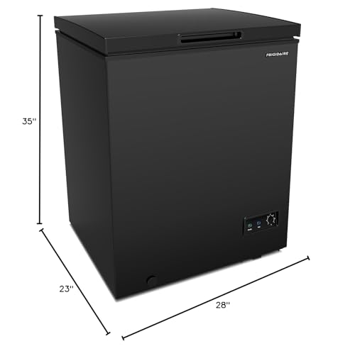 FRIGIDAIRE EFRF7003-BLACK Chest Deep Freezer, 7 Cu. Ft, Black Adjustable Thermostat-Removable Vinyl Coated Wire Basket-Easy Defrost Drain