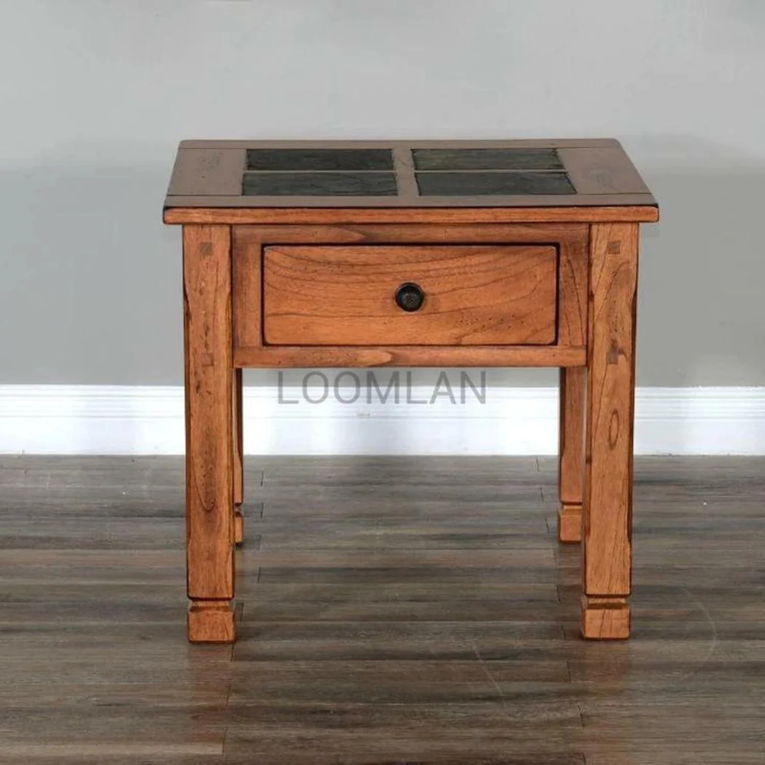 Sunny Designs Sedona 26" Transitional Wood End Table in Rustic Oak