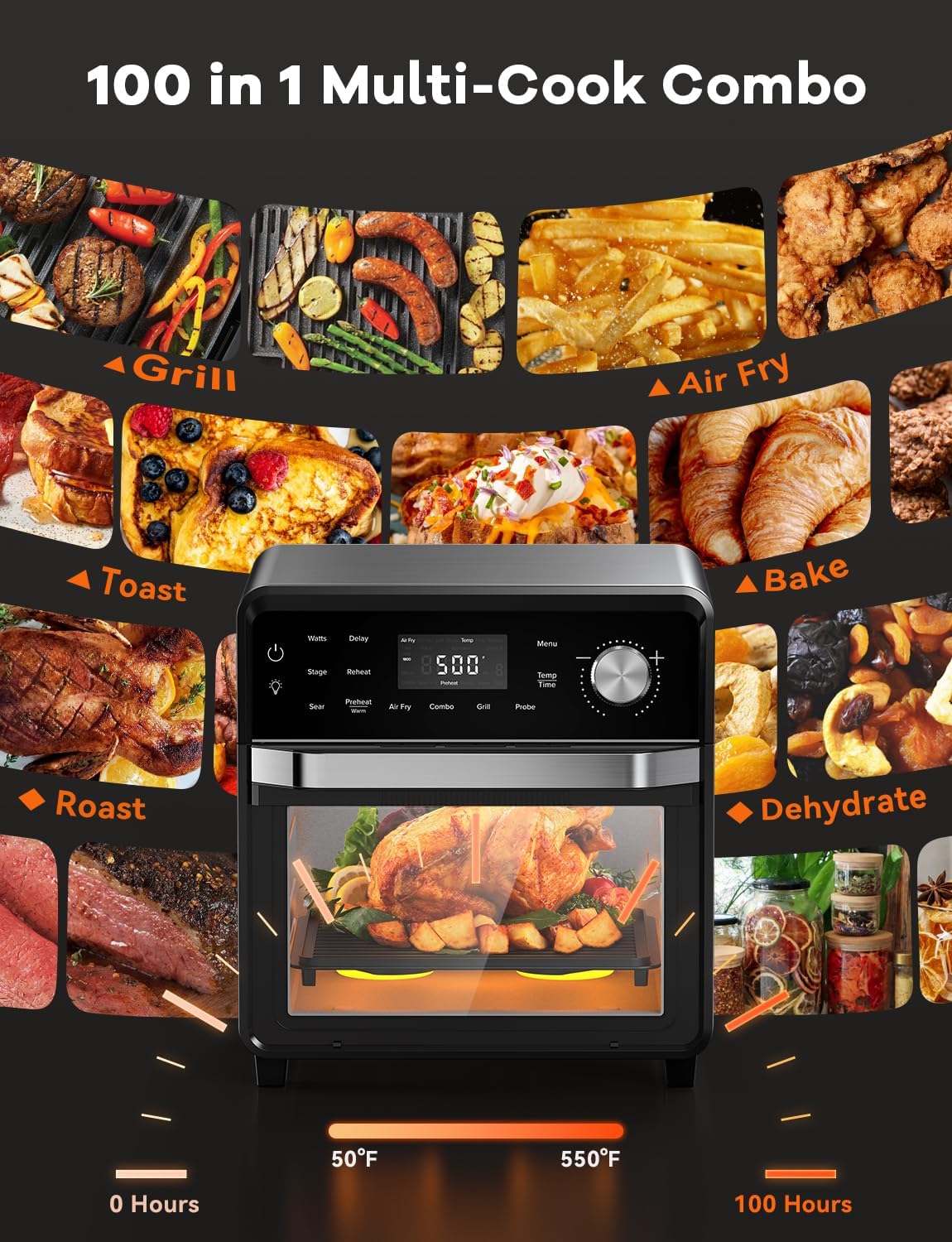 Nuwave Smart Air Fryer Oven with POWERPORT™ Plug-In Grill for Dual-Zone Efficient Cook