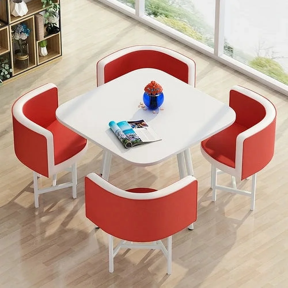 Dining Table Set 4 Chairs Office Reception Seat Suits Negotiation Table Casual Visitor Round Table Visitor Office Desk Chair Set