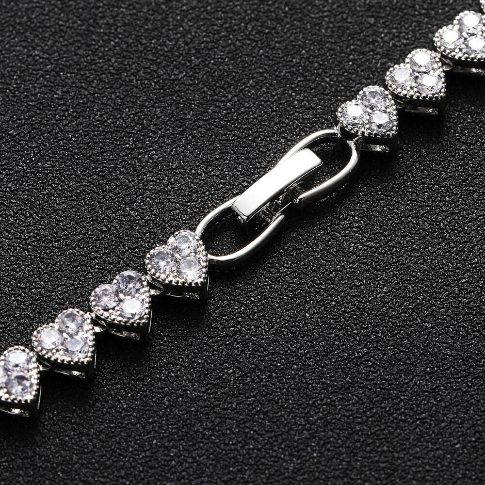 18K Gold and Silver Plated 6.5mm Hip Hop Heart Chain Necklaces Bling ICED 5A+ CZ