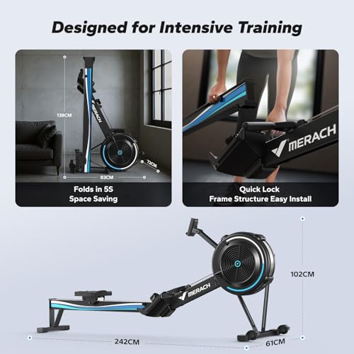 MERACH Rowing Machines for Home, Adjustable Air Resistance Professional Indoor Rowing Machine, Ergonomic Comfort Seat