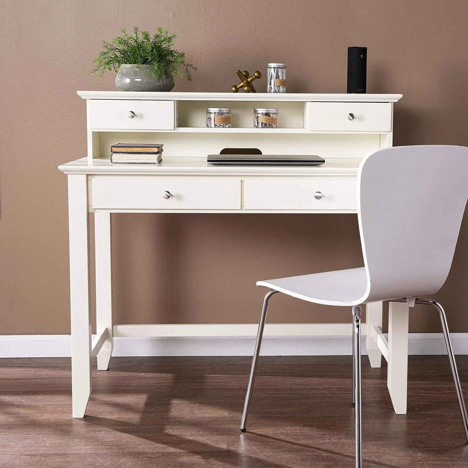 Barberry W/Storage Secretary Desk, White