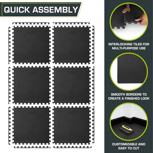 ProsourceFit Extra Thick Puzzle Exercise Mat , EVA Foam Interlocking Tiles for Protective, Cushioned Workout Flooring for Home and Gym Equipment