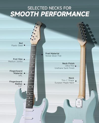 DONNER DST-80 Electric Guitar 39” Beginner Electric Guitar Kit with Amp, Classic SSS Pickup Complete with Gig Bag, Tuner, Capo, Strap, Picks
