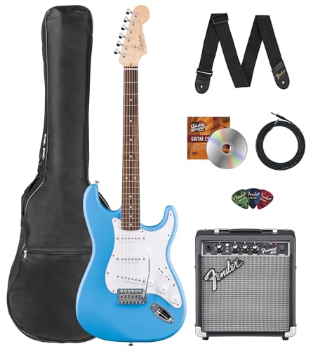 Fender Squier Stratocaster - Torino Red Bundle with Amplifier, Gig Bag, Strap, Instrument Cable, Picks, and Austin Bazaar Instructional DVD