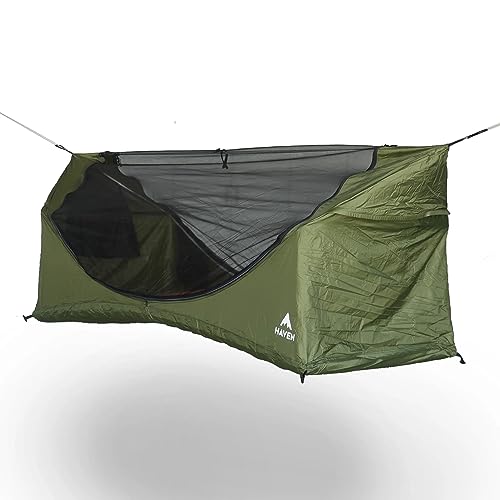 Haven Tents Lay Flat Hammock Tent - Waterproof Tent & Camping Hammock with Mosquito Net - Includes Insulated Pad and Rainfly - Haven Tent, Haven XL