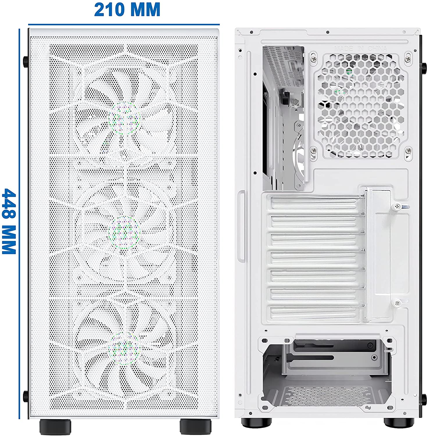 MUSETEX Mesh ATX PC Gaming Case with 6 PCS ARGB Fans USB 3.0 Port Mid-Tower Airflow Tempered Glass Computer Chassis for ATX / Micro-ATX / ITX