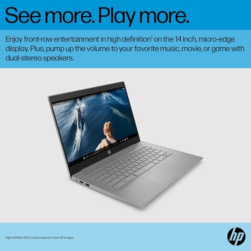 HP Chromebook 14 Laptop (14" HD, Intel 4-Core Celeron N4120, 4GB RAM, 64GB SSD, UHD Graphics 600) for Home & Student