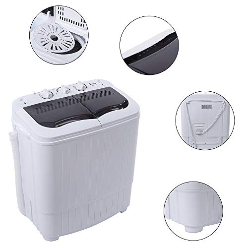 Big Capacity Compact Twin Tub Portable Mini Washing Machine 14.3lbs/16.5lbs Capacity, Built-in Drain Pump/Washer and Spin Dryer Combo,Semi-Automatic