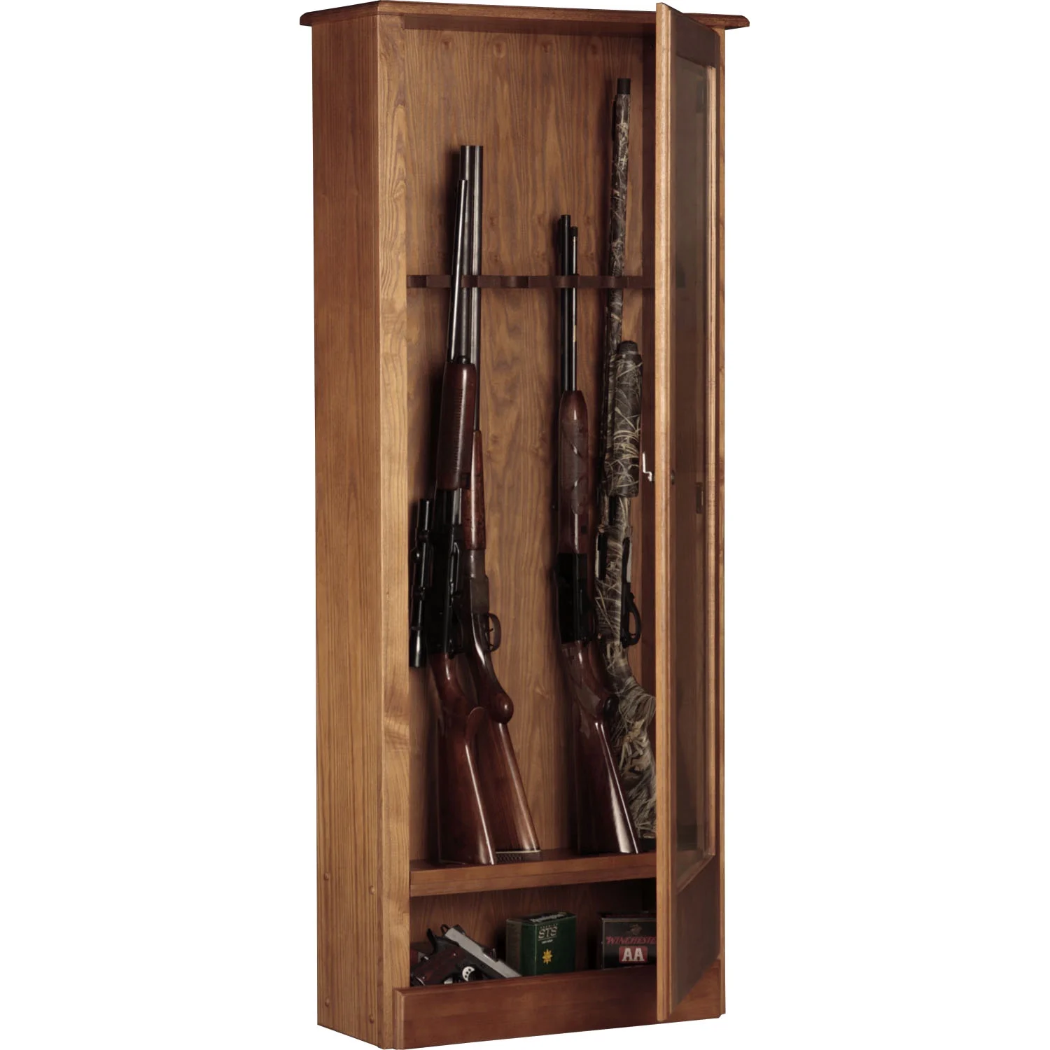 American Furniture Classics 10 Long Gun Key Lock Wooden Storage Display Cabinet