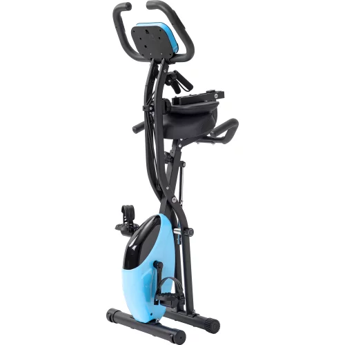 Folding Exercise Bike with Arm Workout, Recumbent Exercise Bike, Fitness Upright and Recumbent X-Bike with 10-Level Adjustable Resistance