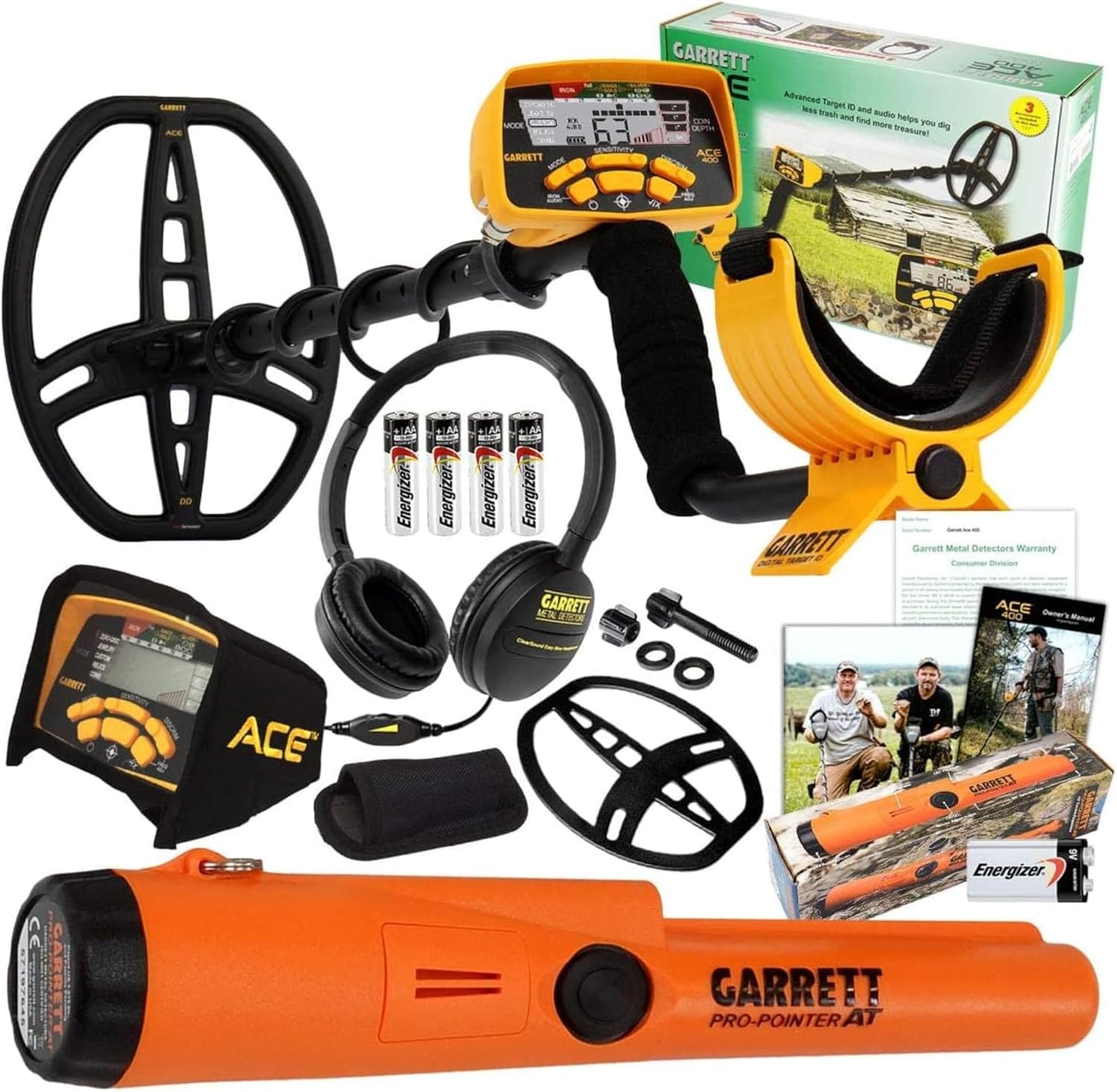 Garrett ACE 400 Metal Detector with Pro Pointer at and ClearSound Headphones