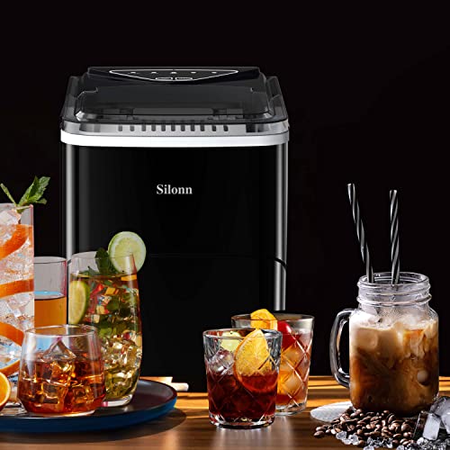 Nugget Ice Maker Countertop, Silonn Chewable Pellet Ice Machine with Self-Cleanin Function, 33lbs/24H Portable Ice Makers for Home Kitchen Officce