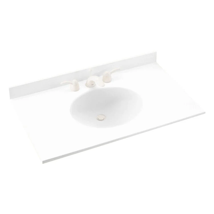Vanity Top Ellipse Single Bowl 43 x 22 Inch ADA White Swanstone 1 Hole