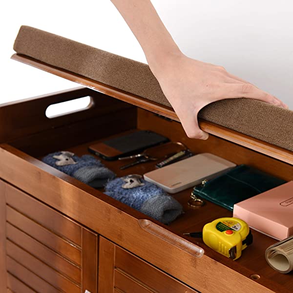 K KELBEL Shoe Rack & Shoe Bench & Shoe Cabinet & Boot Organizing Detachable Cushion with Hidden Storage Compartment