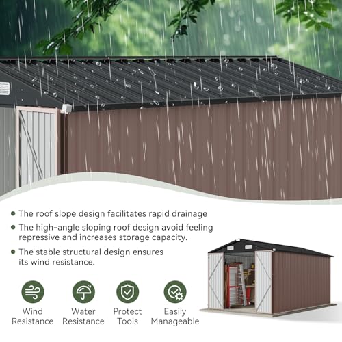Aoxun 6.2x4 FT Shed Outdoor Storage Shed Metal Garden Shed with Lockable Doors & Slooping Roof Tool Shed Bike Shed for Backyard, Patio