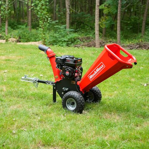 4'' Inch 212CC 7HP Gas Powered Wood Chipper Leaf Branch Shredder Mulcher with Towbar, Emergency Stop Button, Model GS650