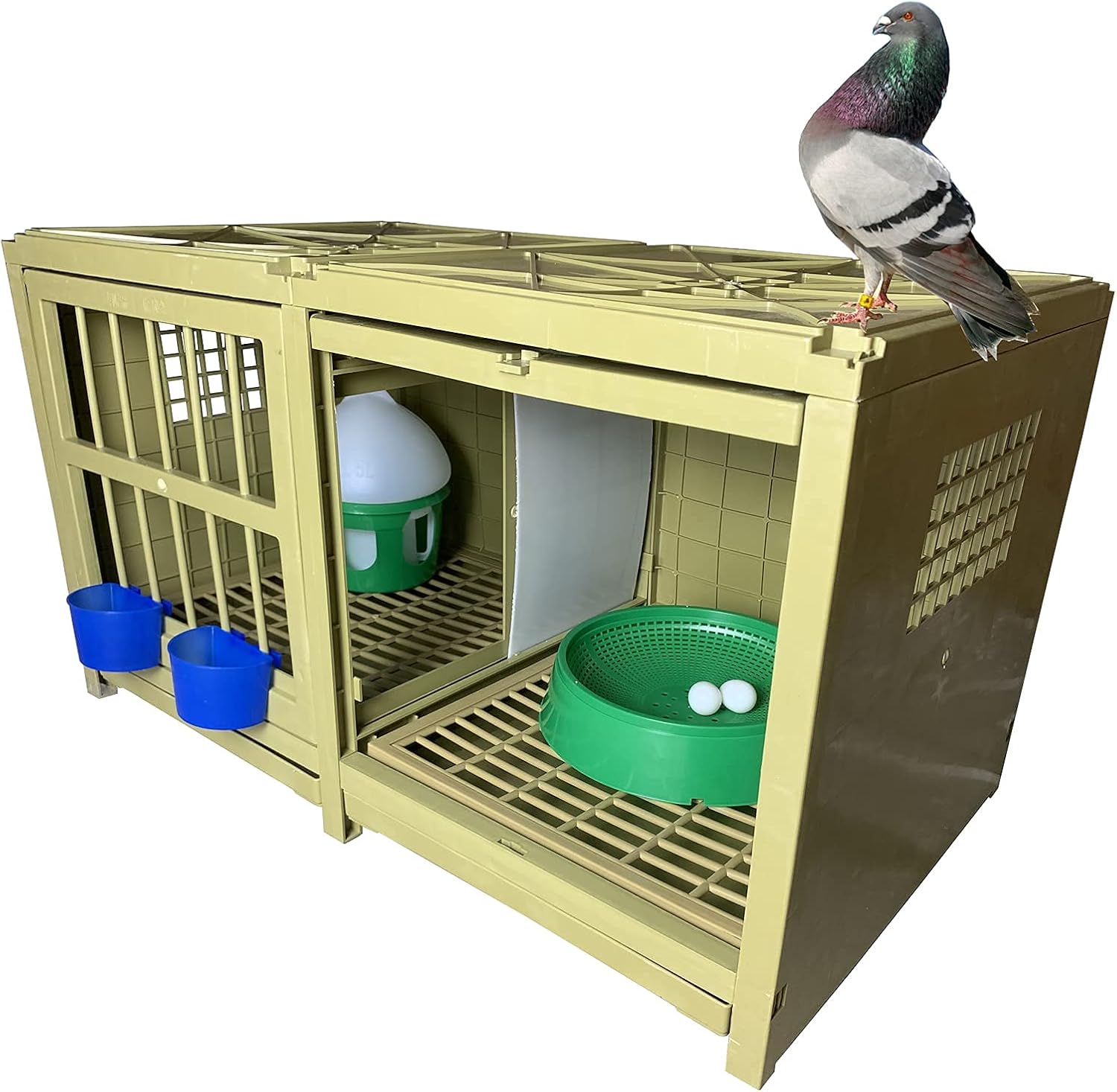 SRRPS PIGEON Pigeon Cage Plastic Pigeon Pairing Cage Bird Cage Pigeon Nest Box Carrier Combination Package Nest Solid Nest Rest and Pairing 32in