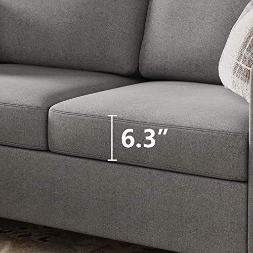 HONBAY Convertible Sectional Sofa, L Shaped Couch with Reversible Chaise for Small Space, Black