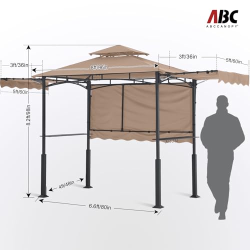 ABCCANOPY 8x5 Grill Gazebo - Outdoor BBQ Canopy Shelter with Led Light for Patio Backyard Grilling (Dark Gray)