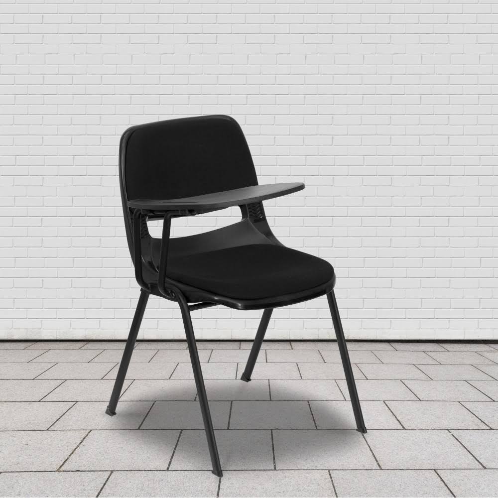 Flash Furniture Black Padded Ergonomic Shell Chair with Right Handed Flip-Up Tablet Arm