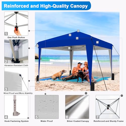 SANWAY 10x10 Pop Up Canopy Tent with Sidewalls x 4 &ndash; Easy Setup Canopy Tent, Waterproof, UV-Resistant