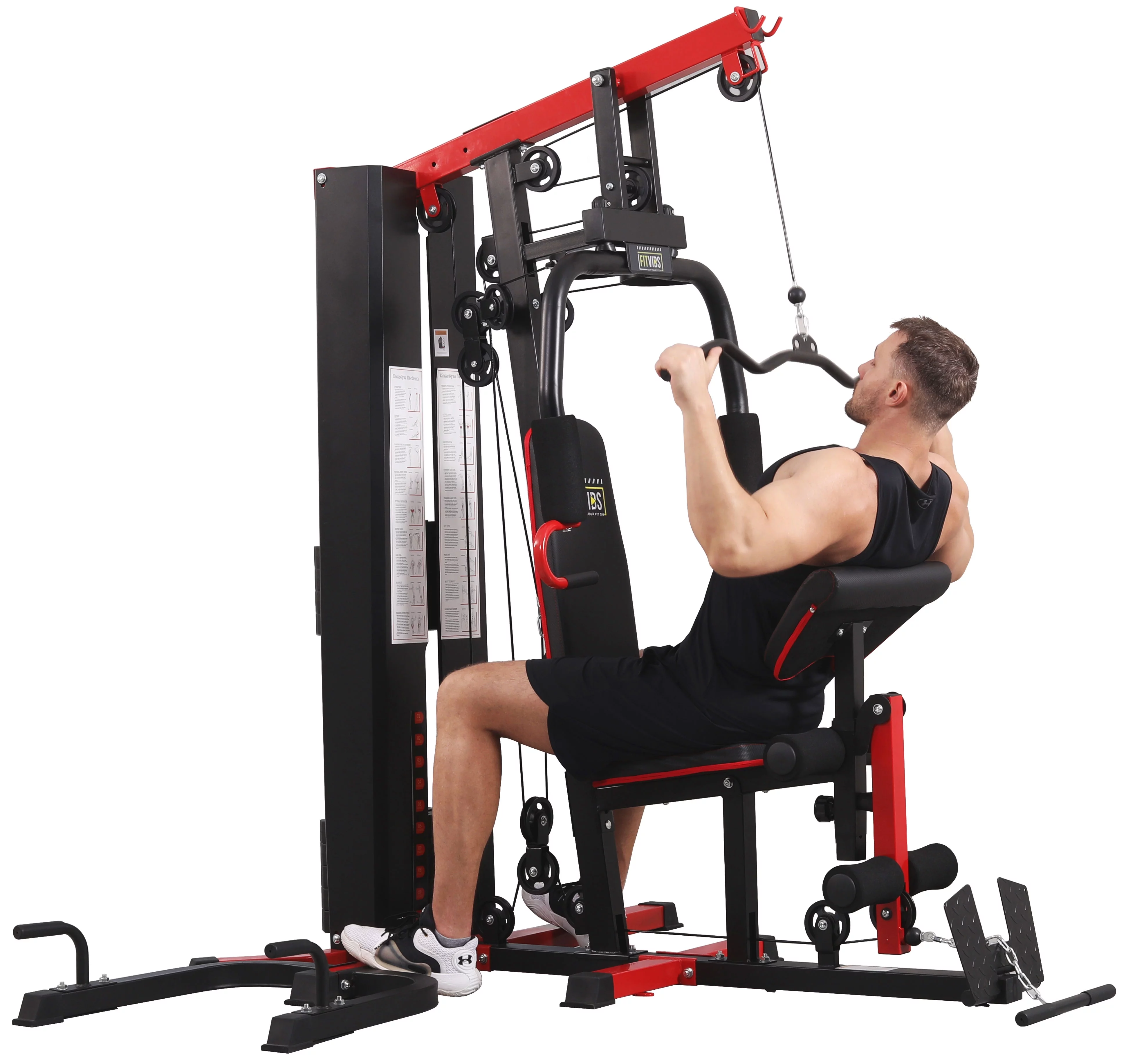 Fitvids LX750 Home Gym System Workout Station with 330 Lbs of Resistance, 122.5 Lbs Weight Stack, One Station