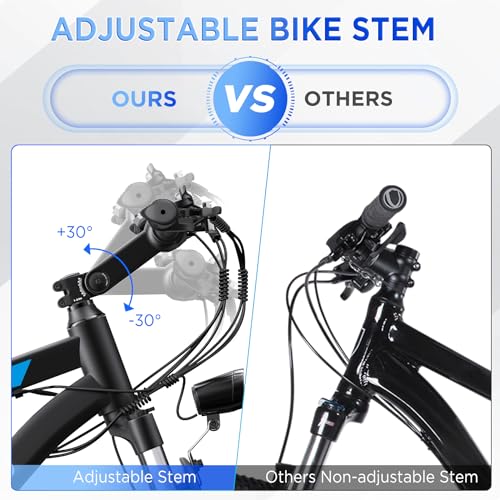 Electric Bike for Adults, 26'' 1000W Peak Ebike, Up to 50 Miles 21.7MPH Electric Mountain Bike with 48V 374.4WH Removable Battery, Adjustable Stem