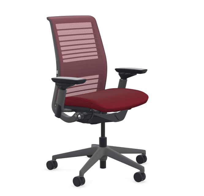 Steelcase Think Office Chair - Ergonomic Work Chair - Lumbar Support - 4D Arms - Dark Merle Frame with 3D Knit Back