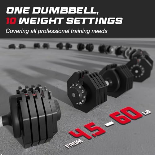 Keppi Adjustable Dumbbells Set-25lb/40lb/55lb/60lb, Anti-Slip Metal Fast Adjust Weight Handle, Exercise & Fitness for Full Body Workout