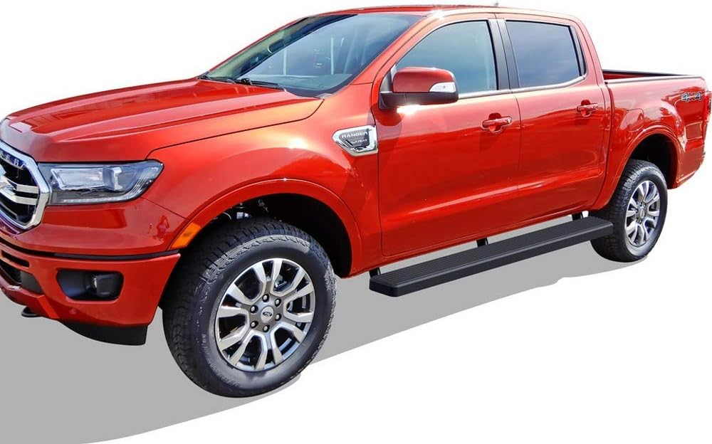 APS Premium 6in Black iBoard Running Boards Compatible with Ford Ranger SuperCrew Cab 19-22