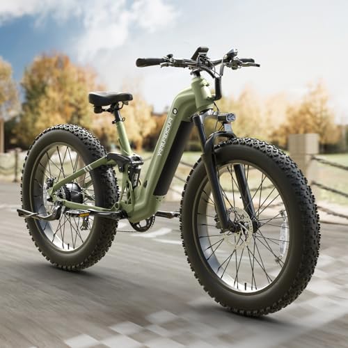 Electric Bike for Adults 960W, 48V 20AH Battery Electric Bicycles, 26" x 4" Fat Tire Full Suspension Step-Thru Ebike, 28MPH Electric Mountain Bike