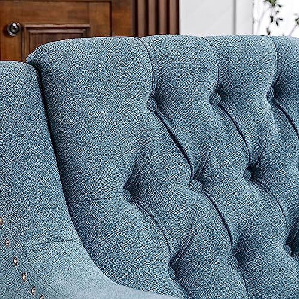 RUNFAYBIU Linen Accent Chair  Upholstered Living Room Chair  Comfy Button Tufted Arm Chair  Comfortable Sofa Chair  Mid Century Accent Chairs for