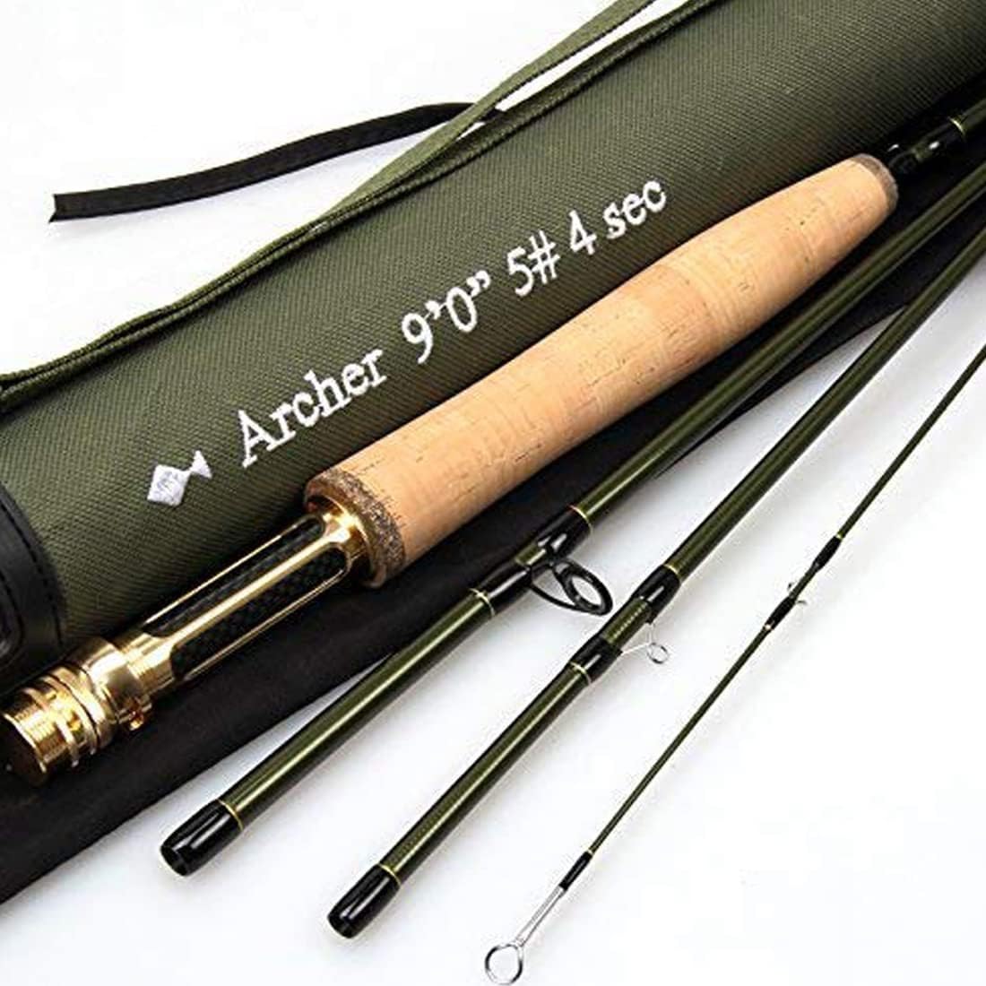 AnglerDream Archer Fly Fishing Rod 4 Section 3 / 4 / 5 / 8WT Fast Action Dark Green Fly Rod Graphite IM 10 / 36T Carbon Fiber Fly Rod CNC Machined