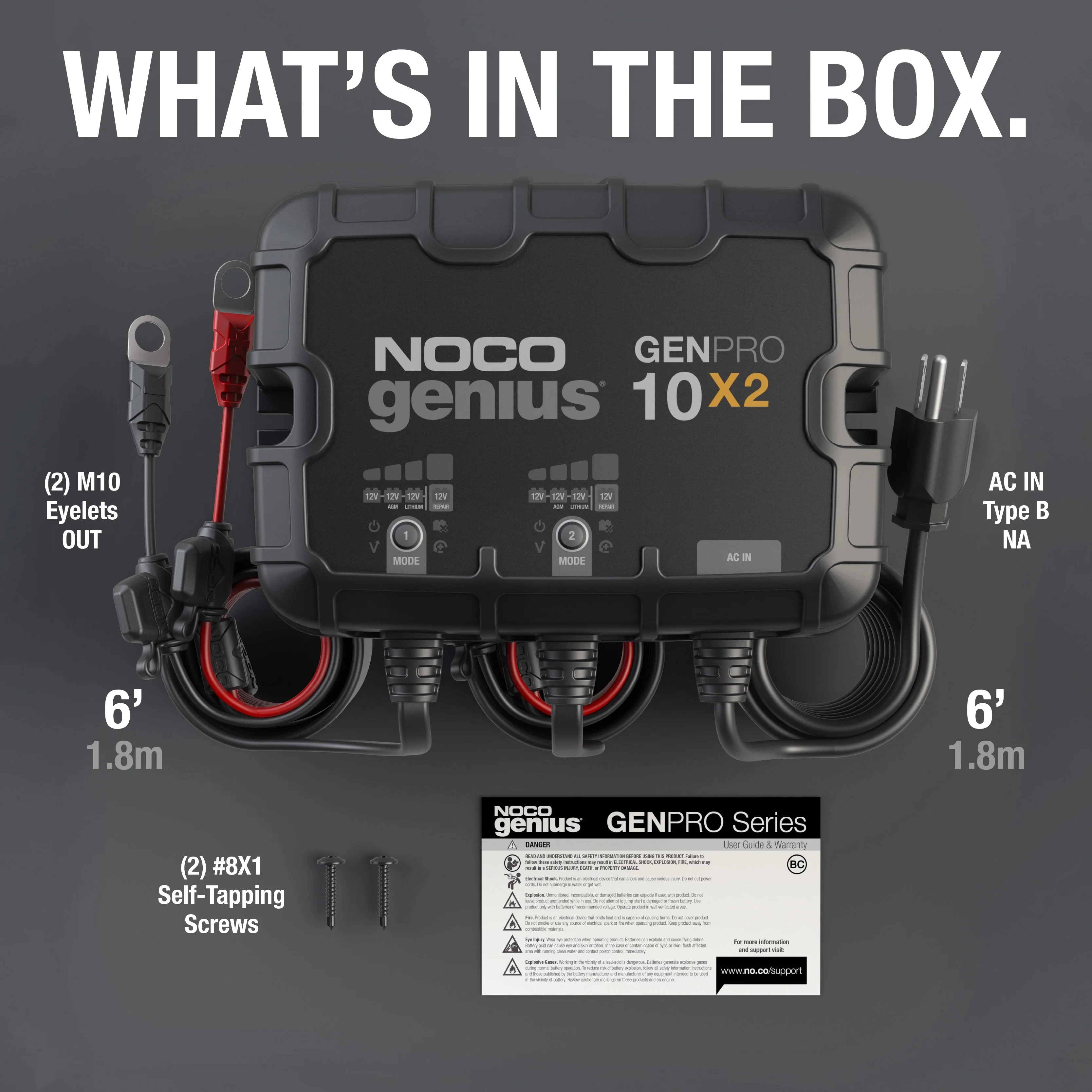 NOCO Genius GENPRO10X2 2-Bank 20A (10A/Bank) 12V Onboard Battery Charger