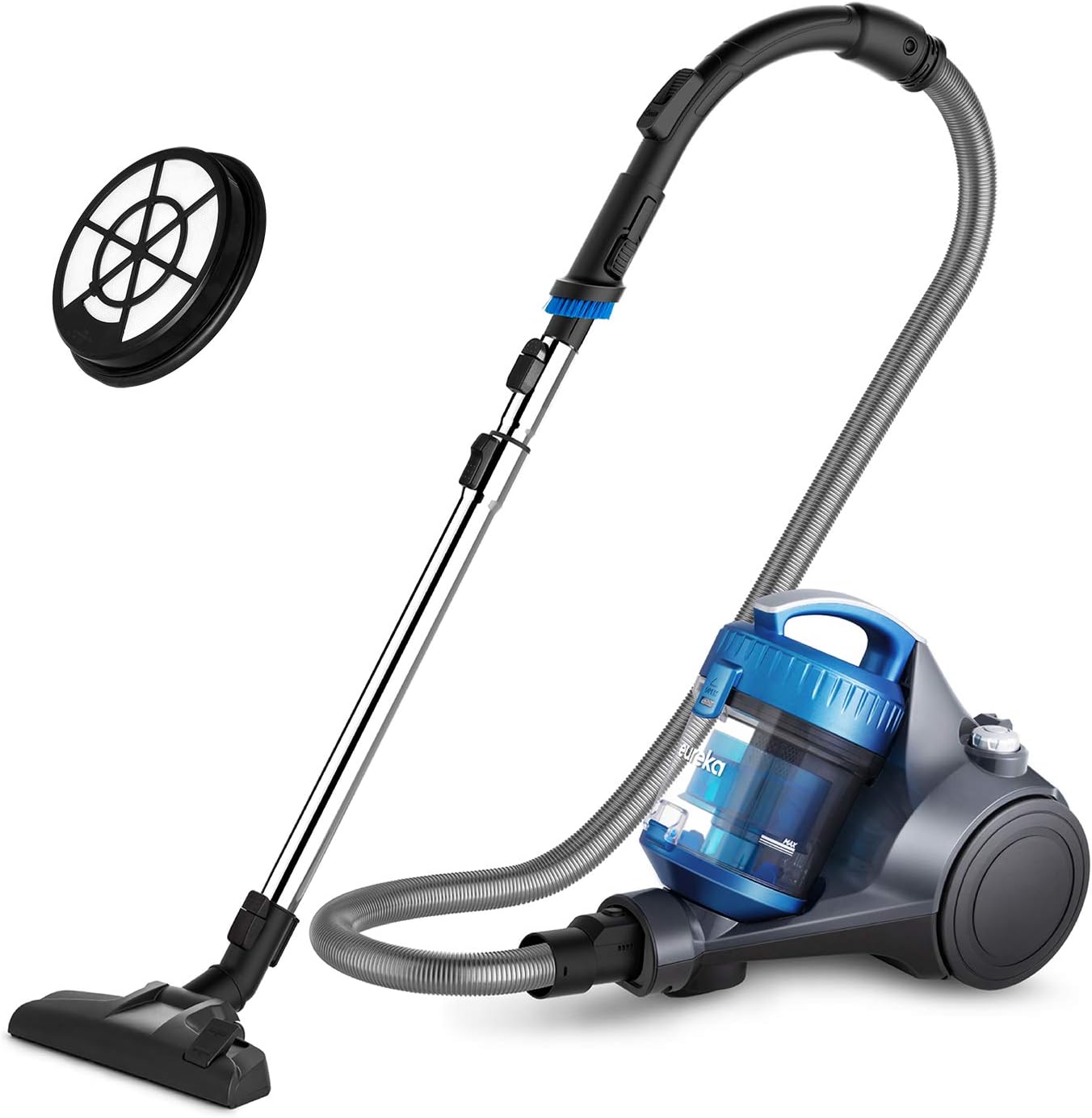 eureka WhirlWind Bagless Canister Vacuum Cleaner, Lightweight Vac for Carpets and Hard Floors, Blue