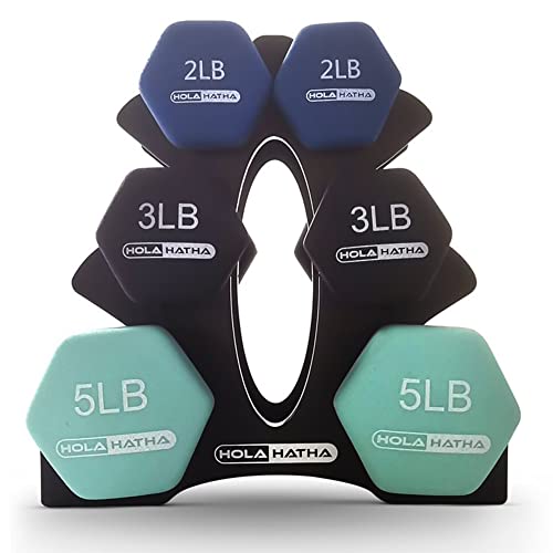 HolaHatha Neoprene Dumbbell Free Hand Weight Set with Rack, Ideal for Home Exercises to Gain Tone and Definition