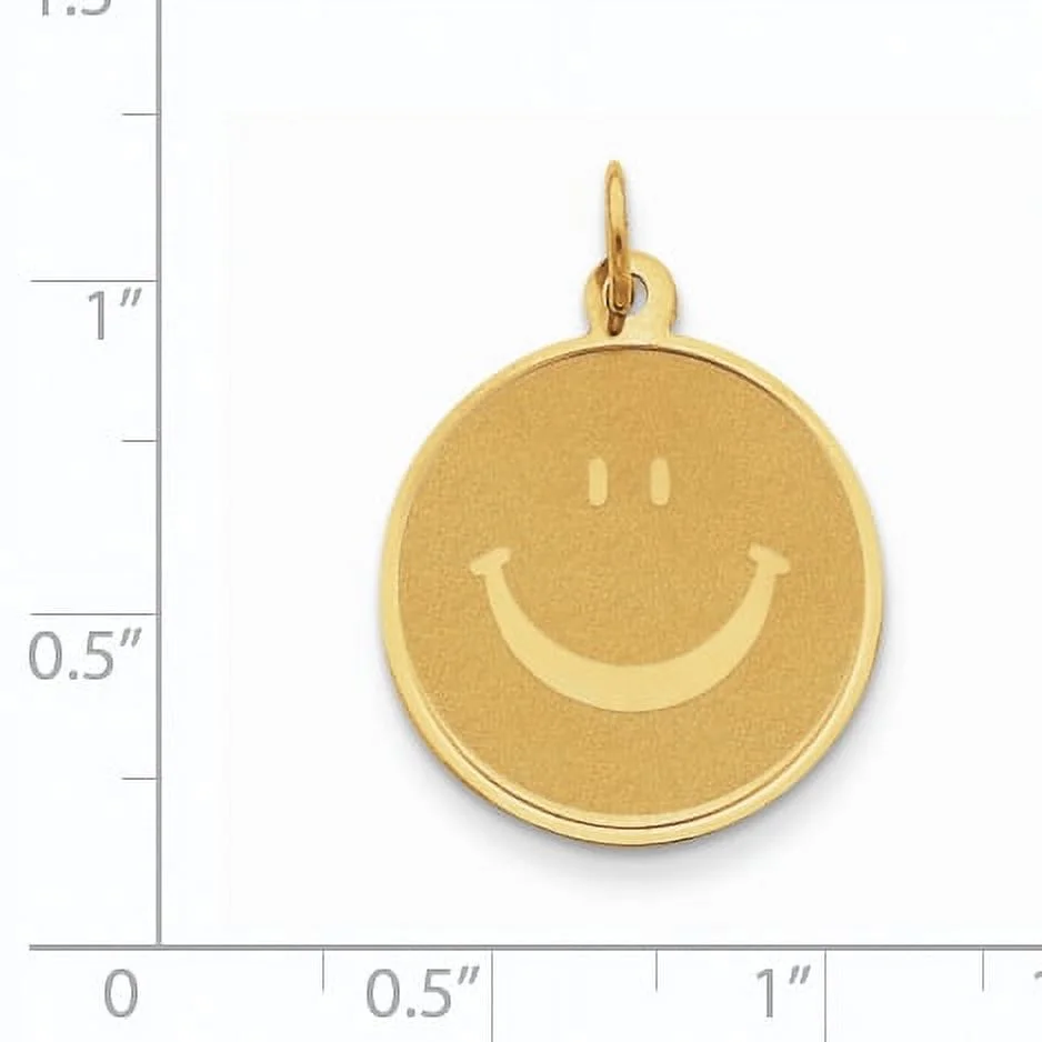 Finest Gold 14K Yellow Gold Solid Polished Smiley Face Pendant