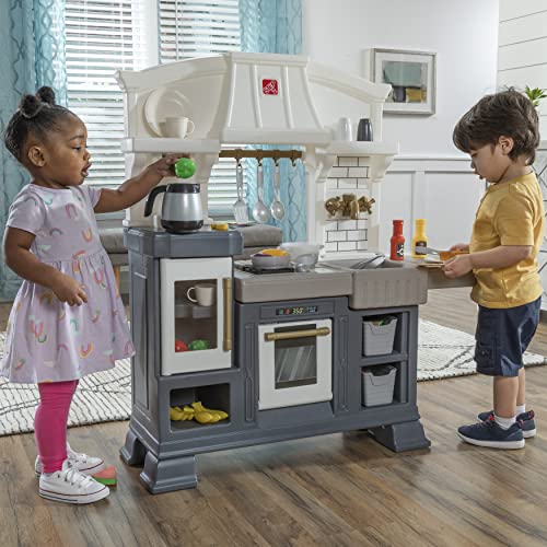 Step2 Gilded Gourmet Kitchen Playset for Kids, Indoor/Outdoor Play Kitchen Set, Toddlers 2+ Years Old, 20+ Piece Kitchen Toy Set, Easy to Assemble